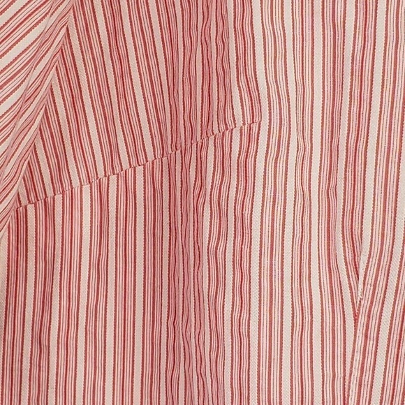 Talbots Women's Plus 1X Pink Striped Long Sleeve Button Up Shirt Collared - Picture 6 of 8
